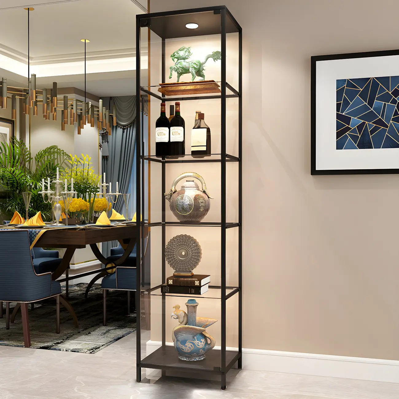 Vitrine Glam Black Standard avec portes vitrées