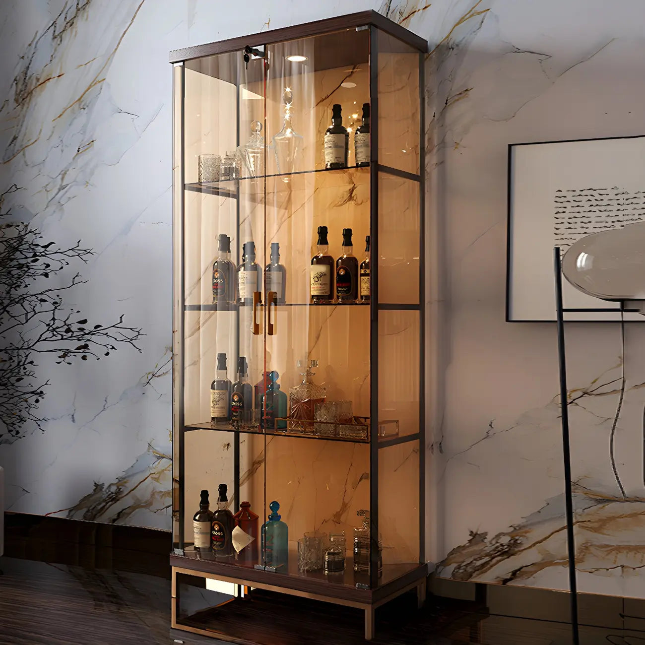 Vitrine Glam Black Standard avec portes vitrées