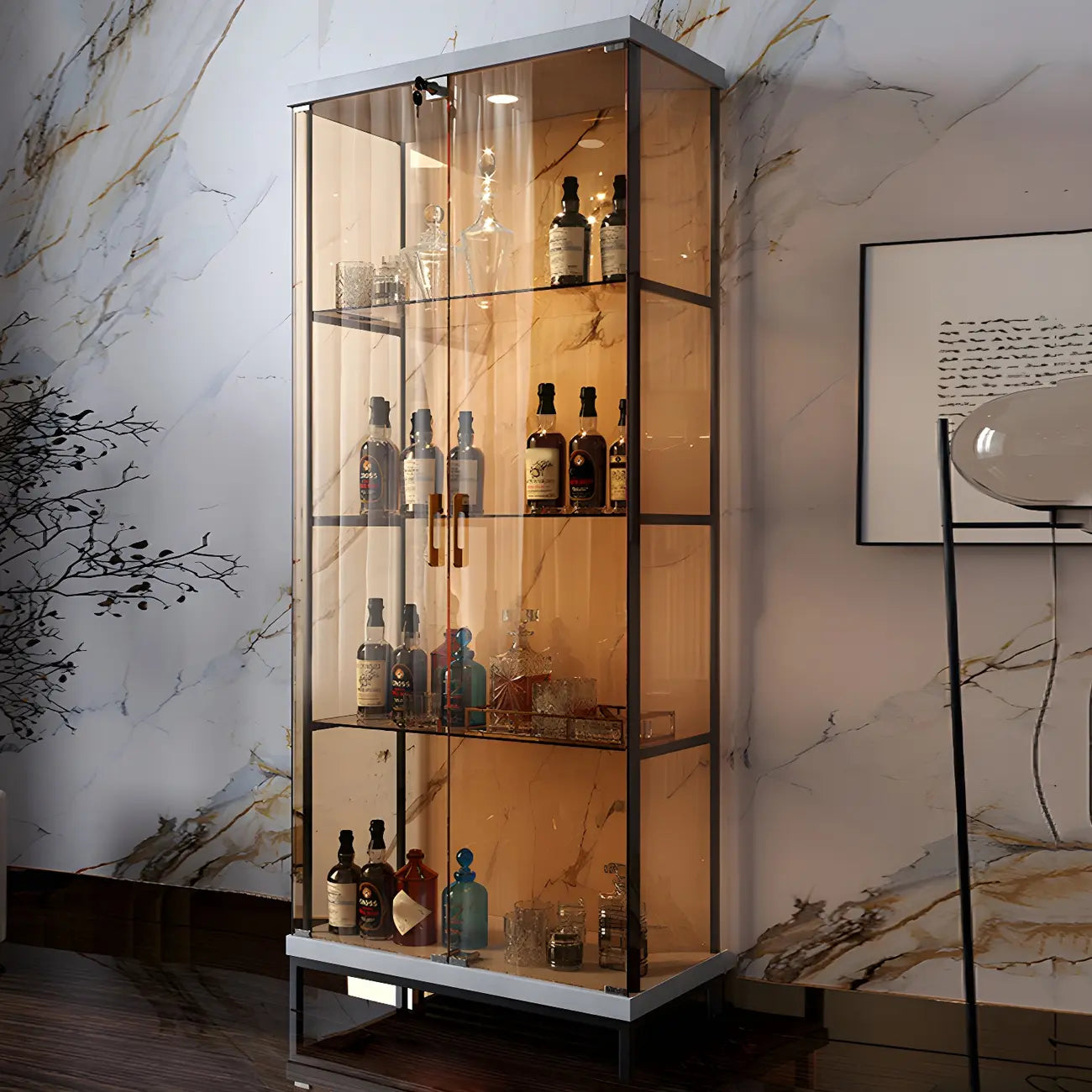 Vitrine Glam Black Standard avec portes vitrées