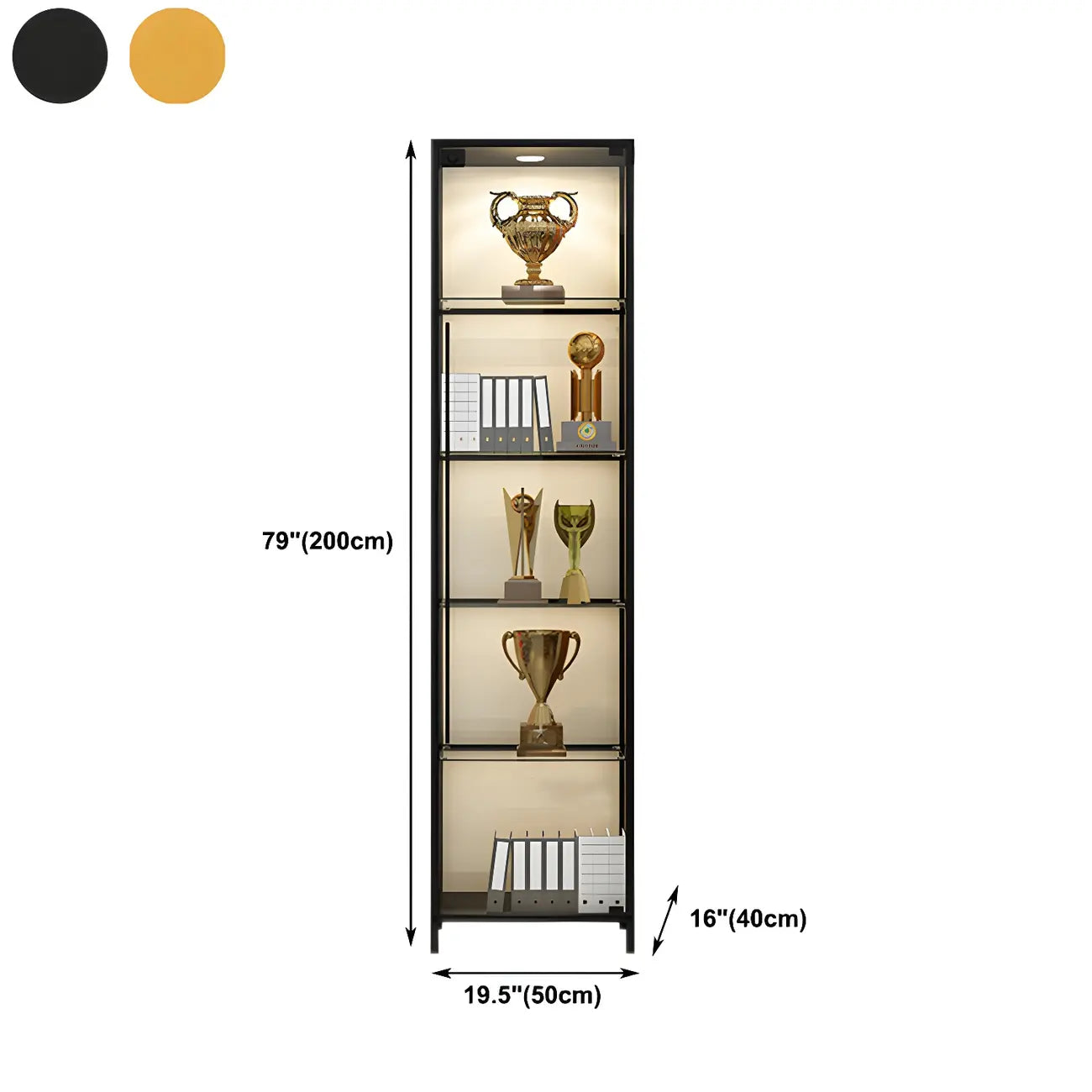 Vitrine Glam Black Standard avec portes vitrées