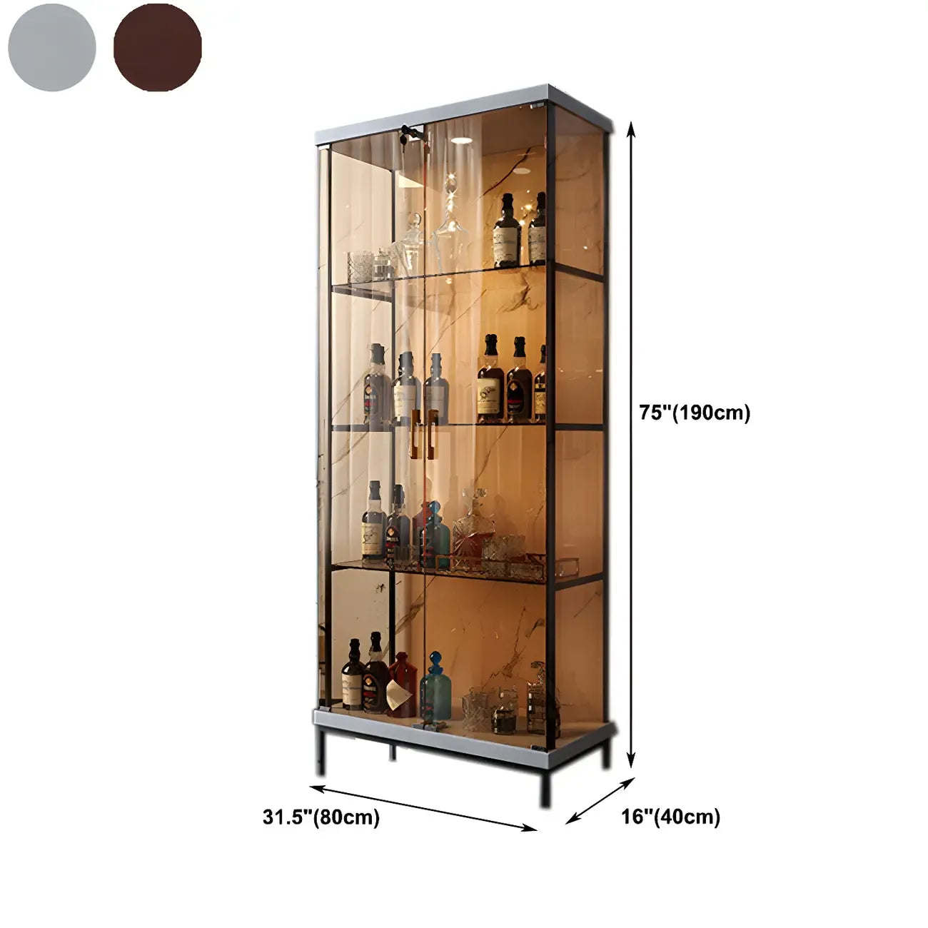 Vitrine Glam Black Standard avec portes vitrées