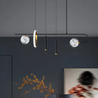 Lustre linéaire moderne à LED noir pour îlot de cuisine