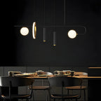 Lustre linéaire moderne à LED noir pour îlot de cuisine