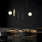 Lustre linéaire moderne à LED noir pour îlot de cuisine