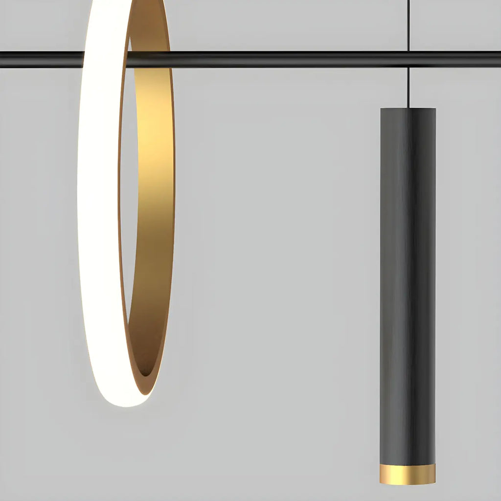 Lustre linéaire moderne à LED noir pour îlot de cuisine