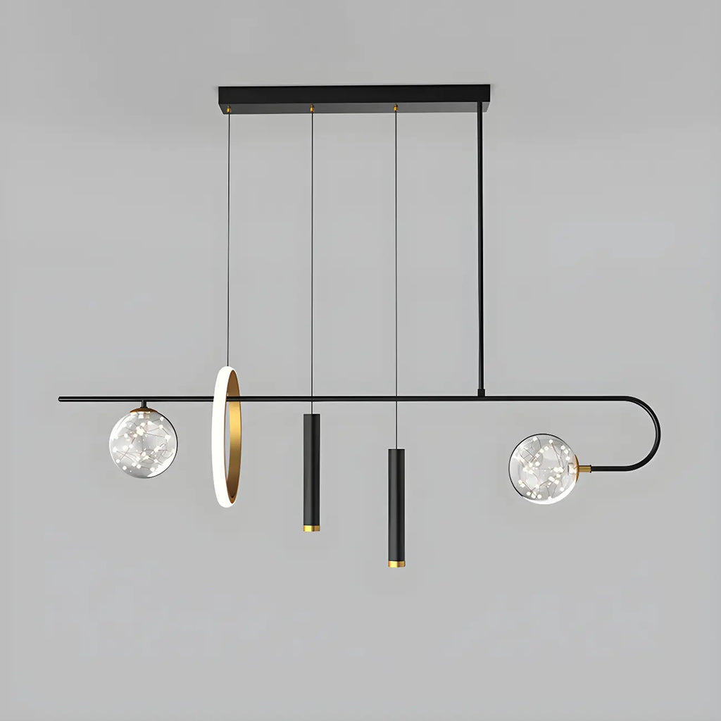 Lustre linéaire moderne à LED noir pour îlot de cuisine