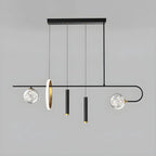 Lustre linéaire moderne à LED noir pour îlot de cuisine