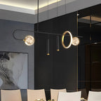 Lustre linéaire moderne à LED noir pour îlot de cuisine