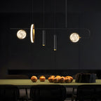 Lustre linéaire moderne à LED noir pour îlot de cuisine