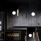 Lustre linéaire moderne à LED noir pour îlot de cuisine