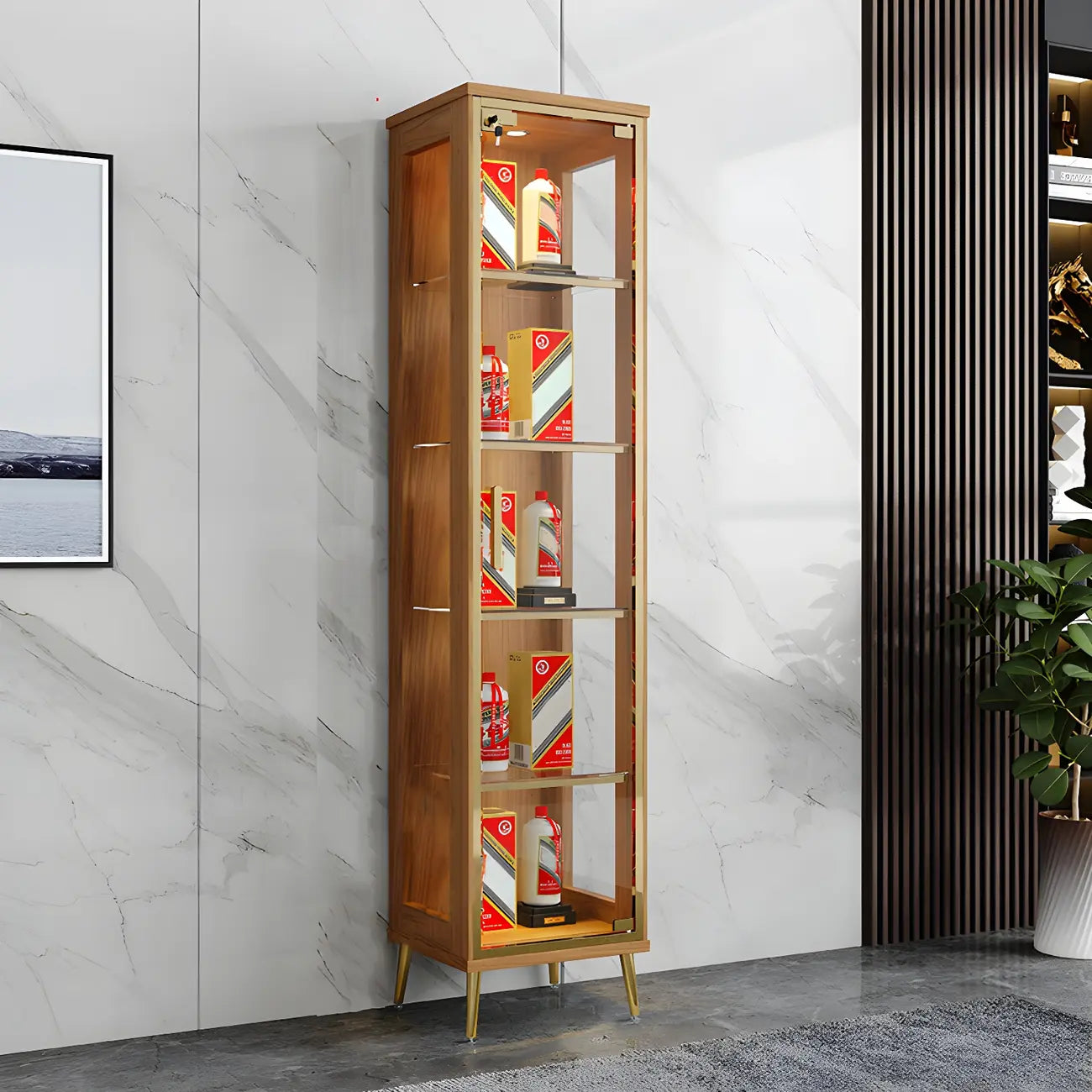 Vitrine glamour en bois noir et verre