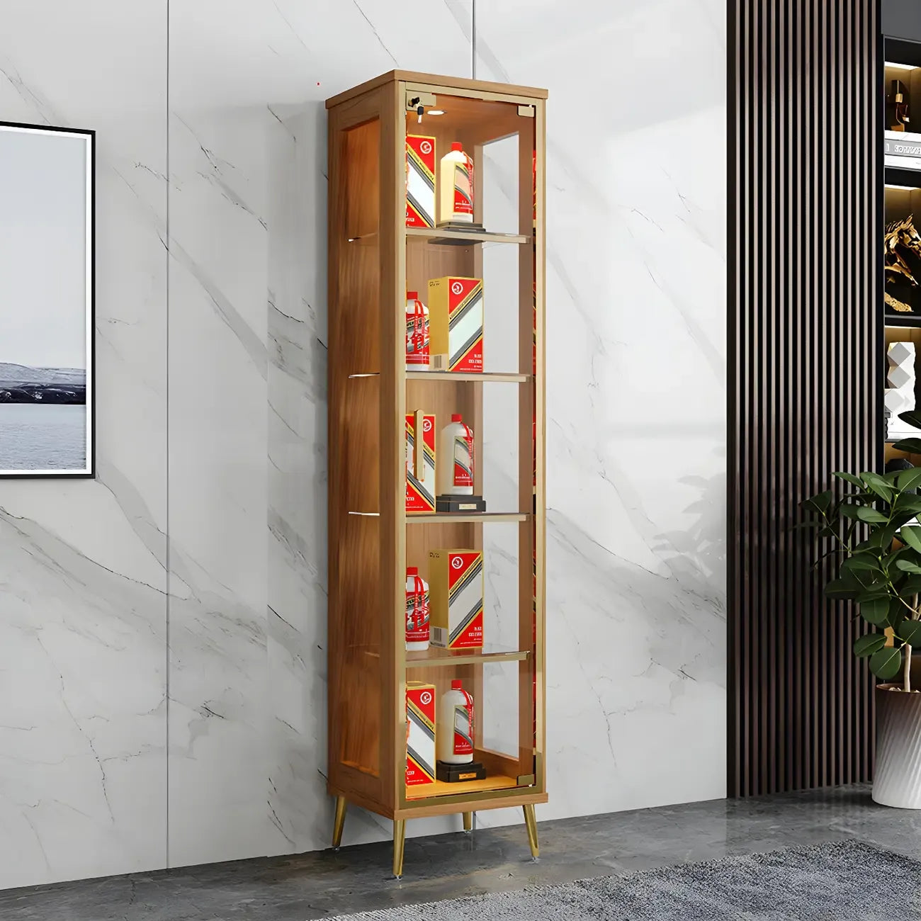 Vitrine glamour en bois noir et verre