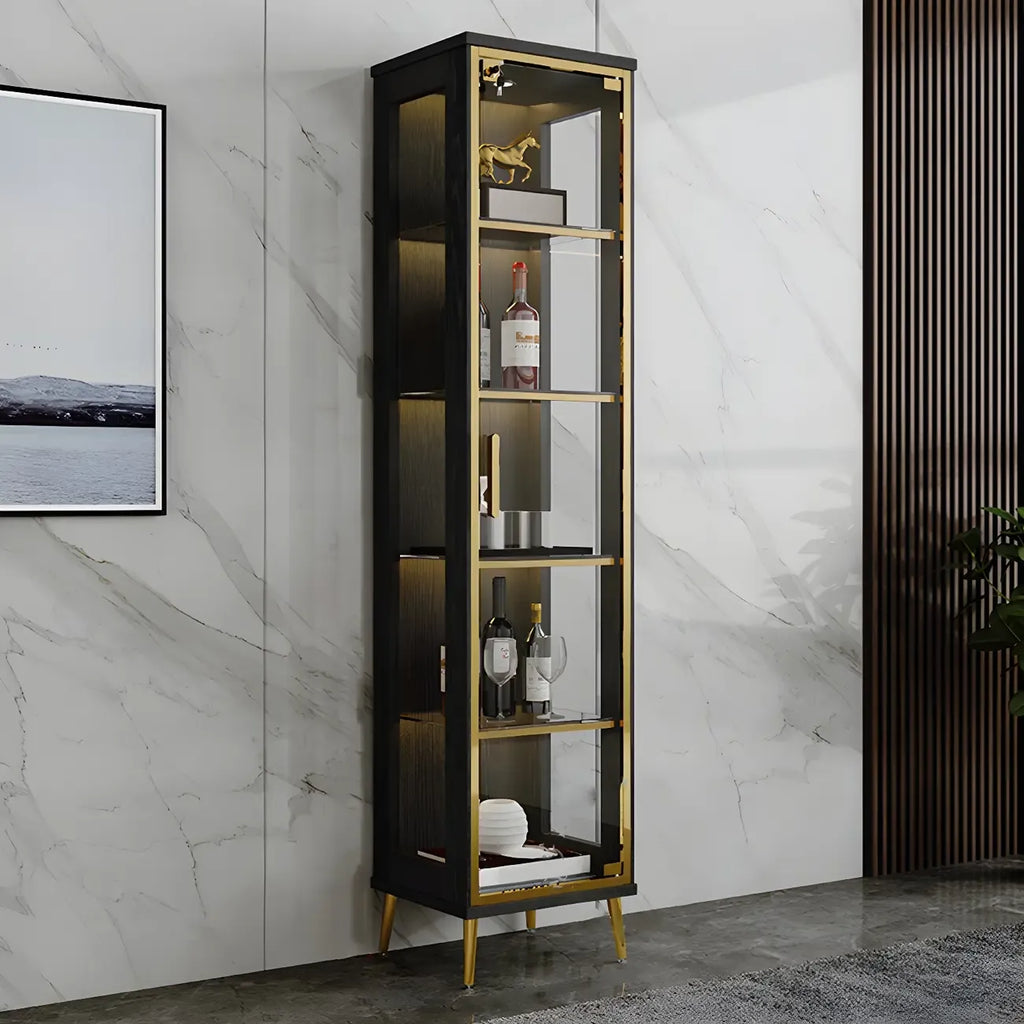 Vitrine glamour en bois noir et verre