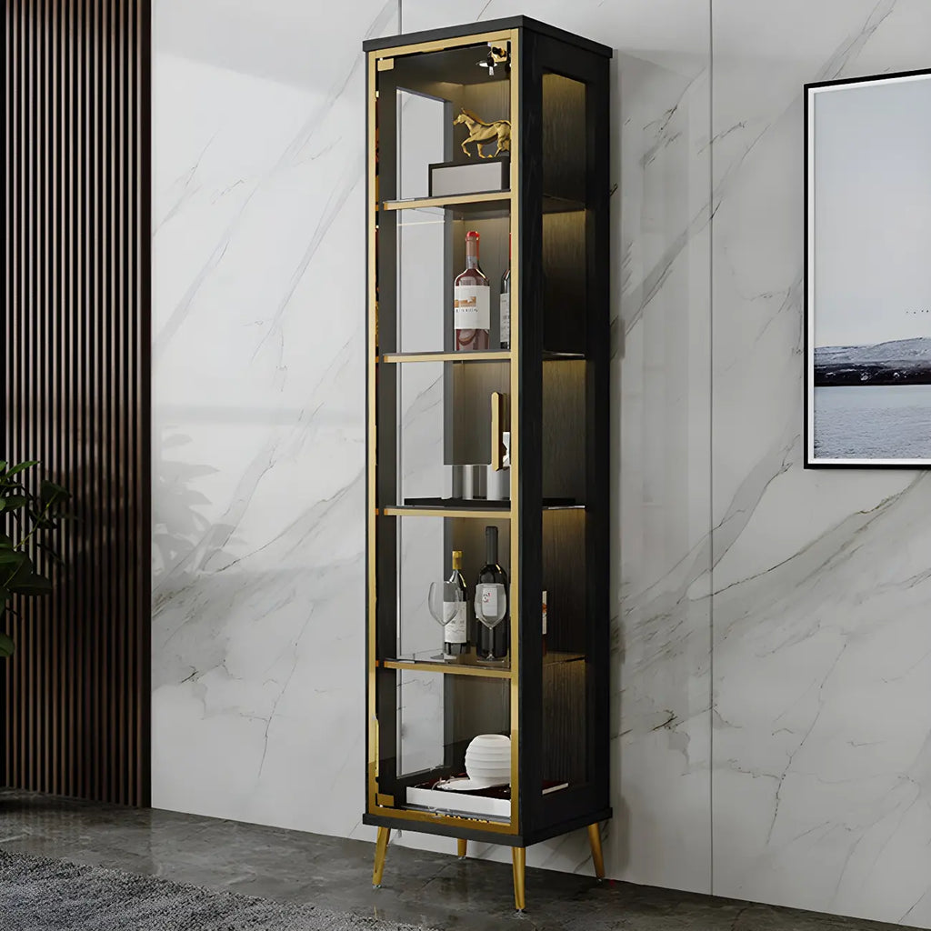 Vitrine glamour en bois noir et verre