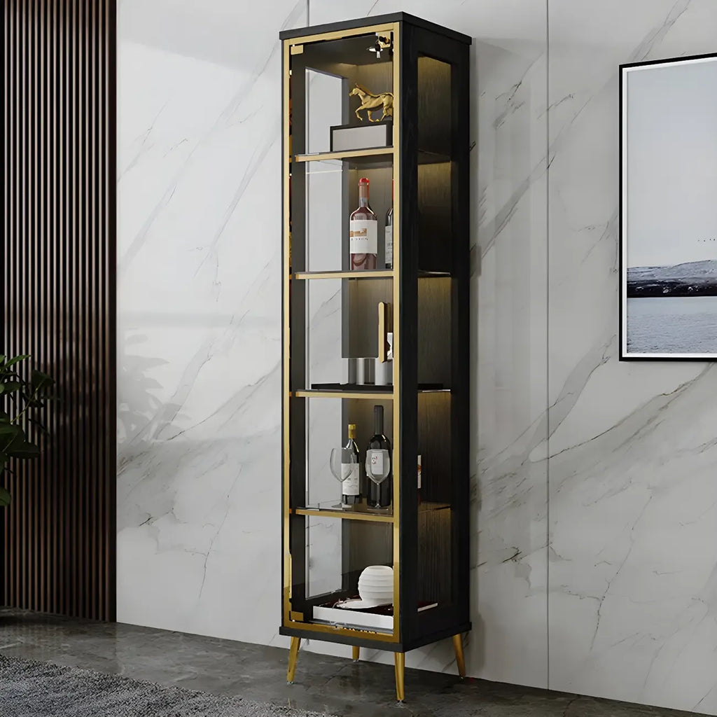 Vitrine glamour en bois noir et verre