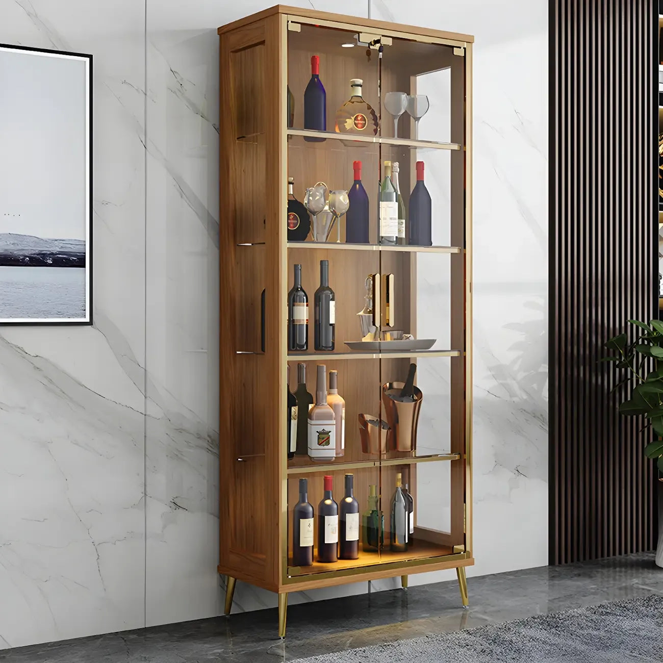 Vitrine glamour en bois noir et verre