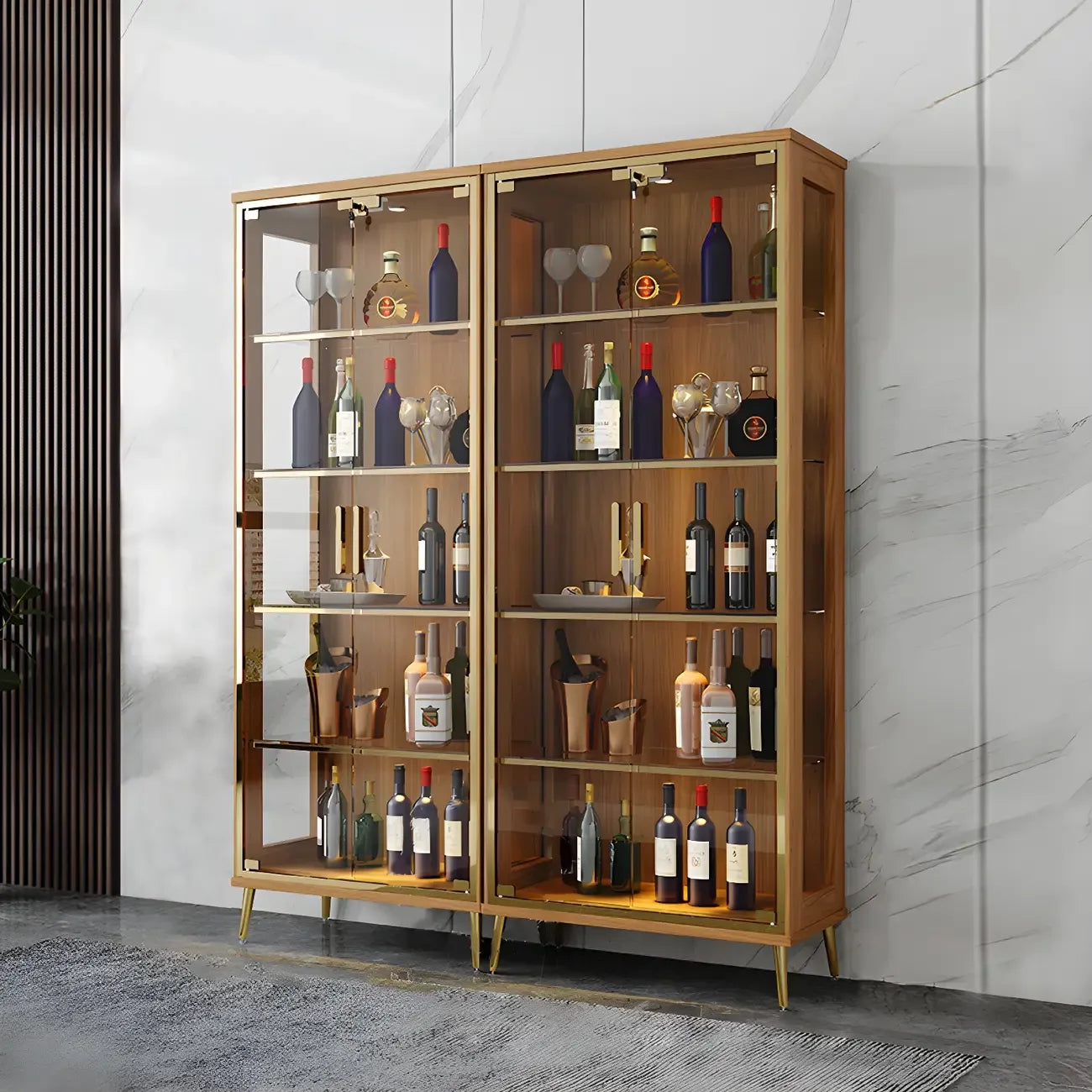 Vitrine glamour en bois noir et verre