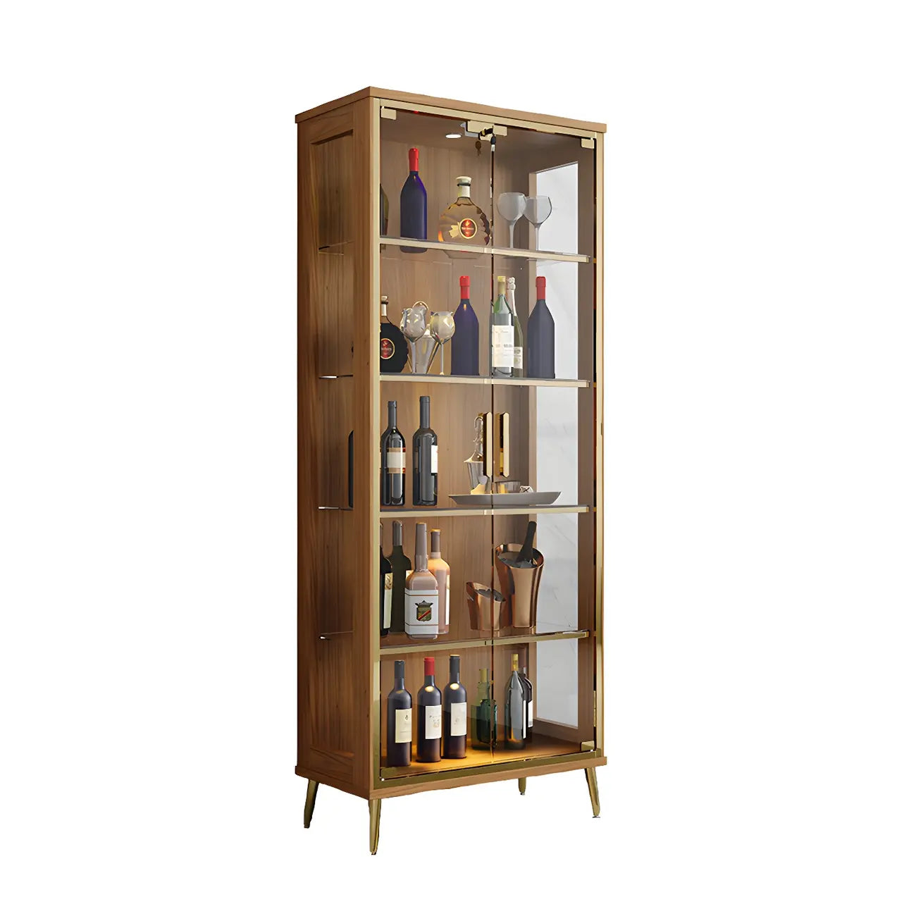 Vitrine glamour en bois noir et verre