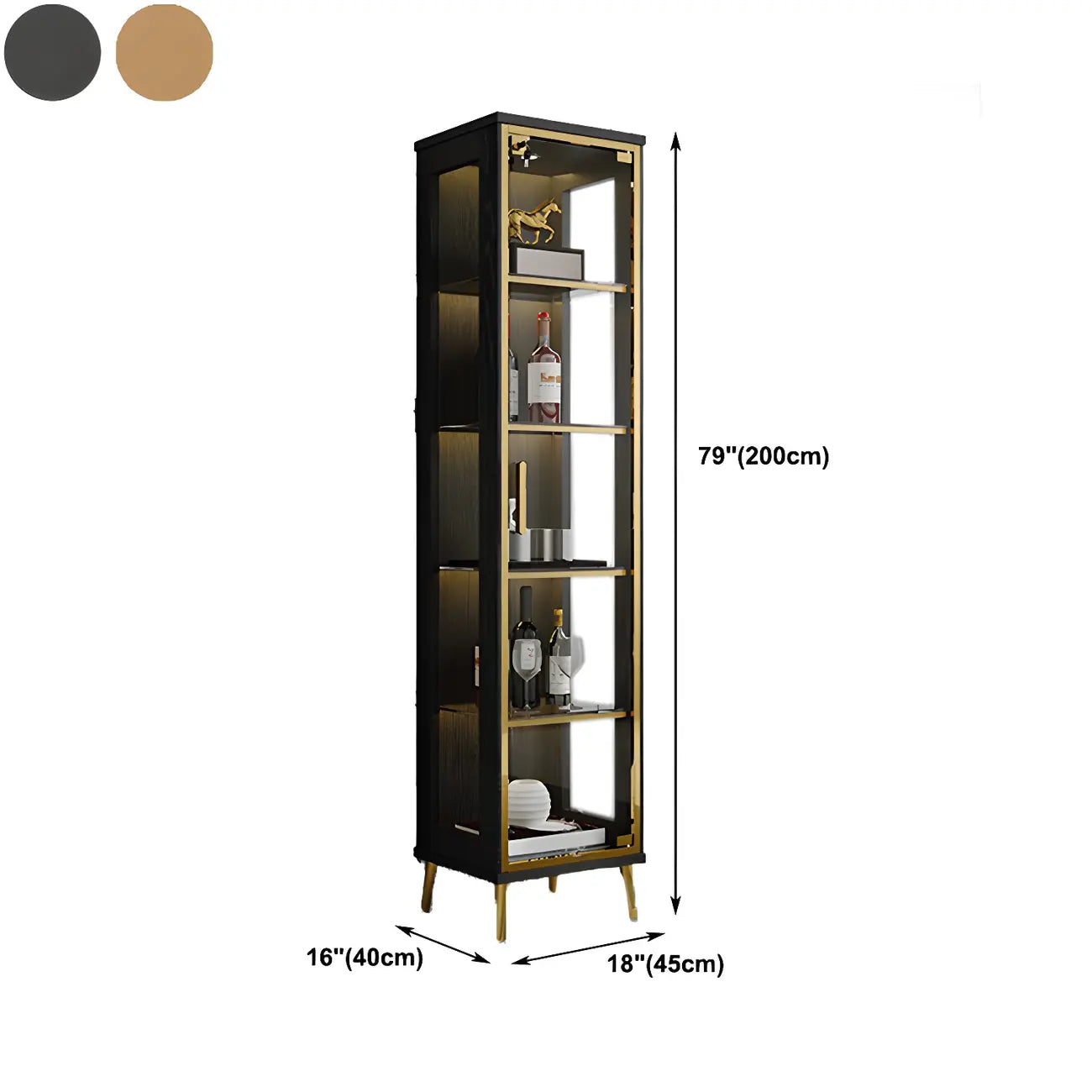 Vitrine glamour en bois noir et verre