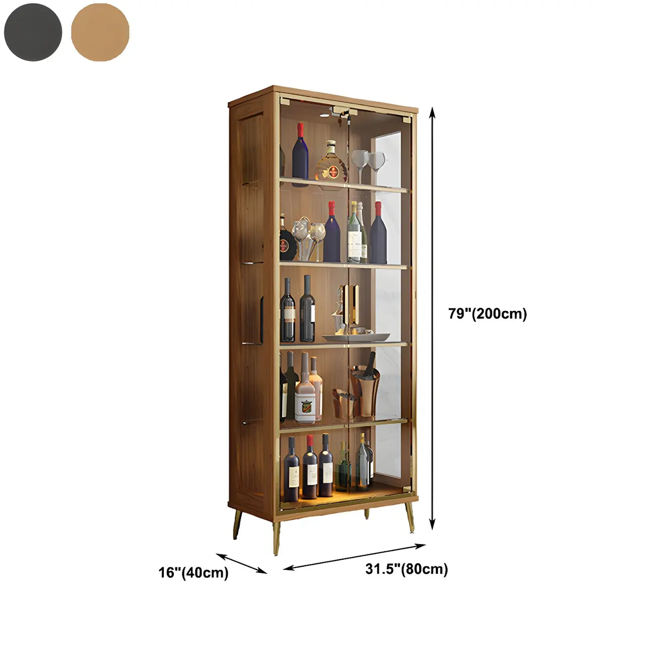 Vitrine glamour en bois noir et verre