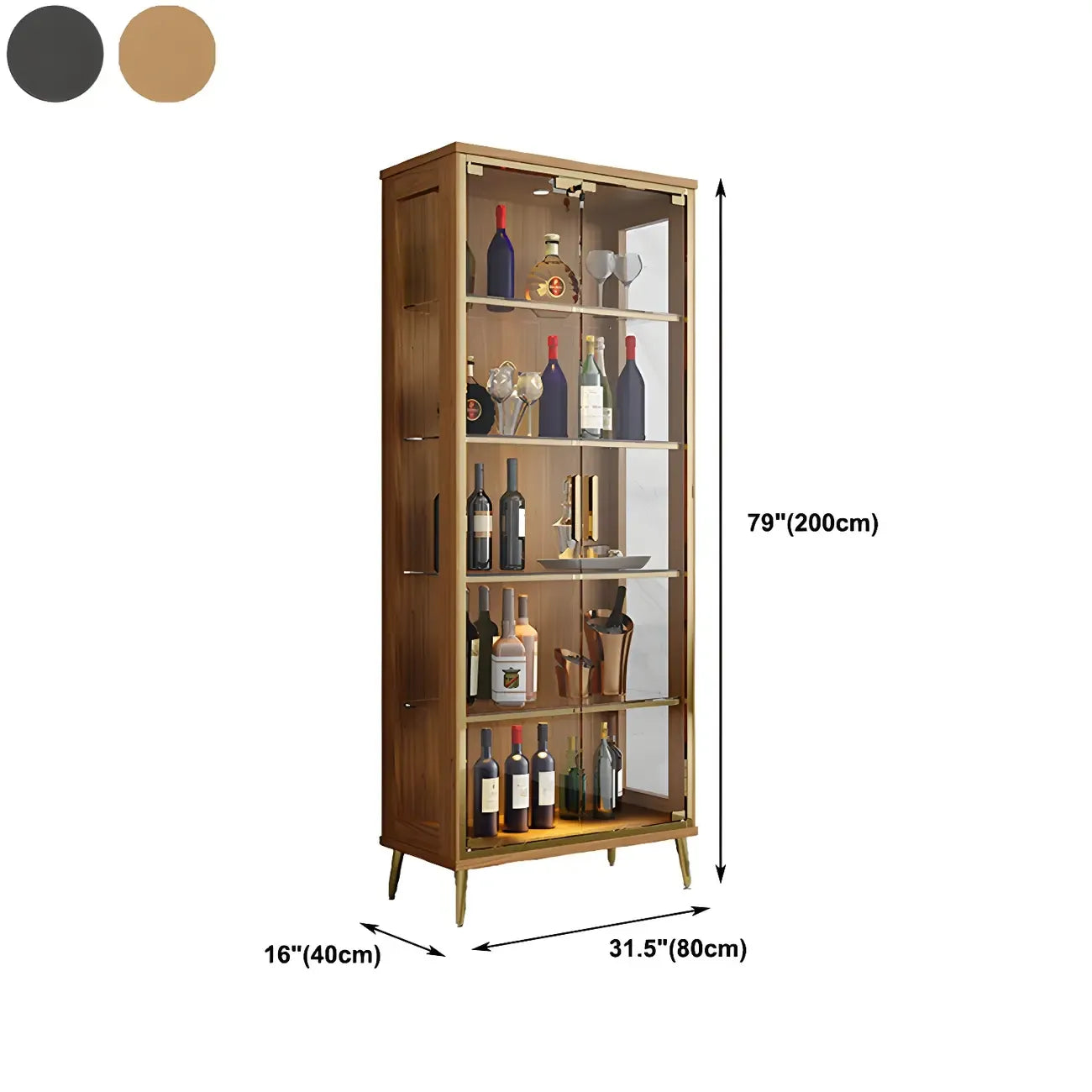 Vitrine glamour en bois noir et verre