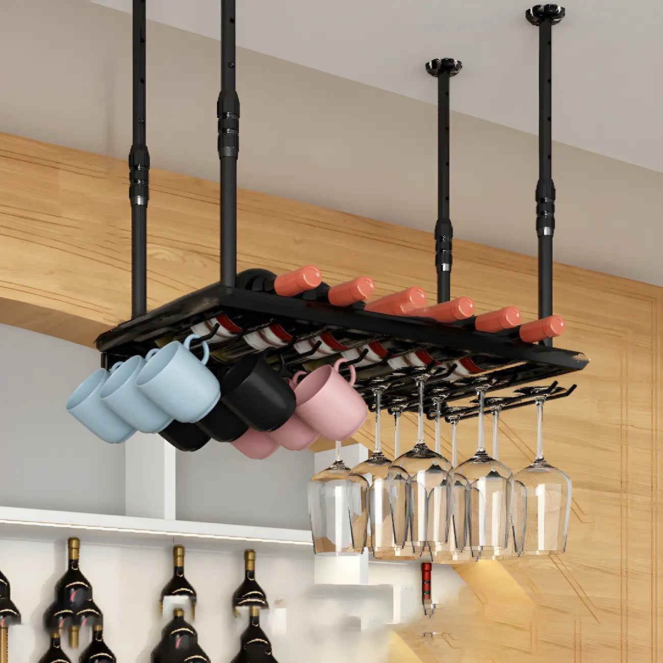 Porte-verres suspendu en métal de style industriel
