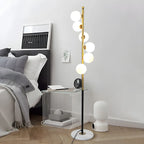 Lampadaire vertical moderne à 6 lumières en verre et métal incurvés