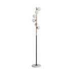 Lampadaire vertical moderne à 6 lumières en verre et métal incurvés