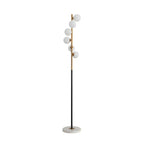 Lampadaire vertical moderne à 6 lumières en verre et métal incurvés