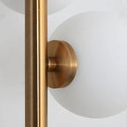 Lampadaire vertical moderne à 6 lumières en verre et métal incurvés