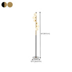Lampadaire vertical moderne à 6 lumières en verre et métal incurvés