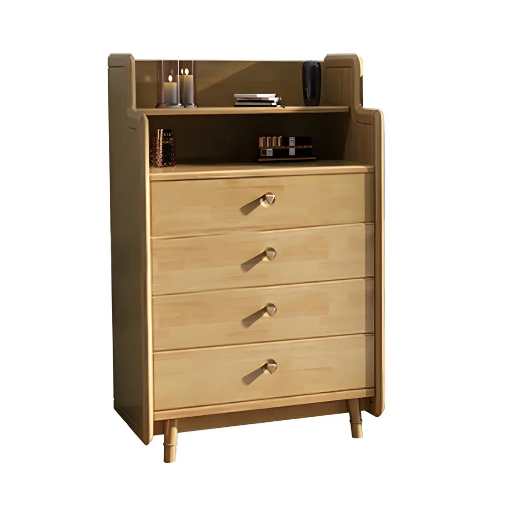 Commode basse et robuste en bois d'hévéa couleur noyer