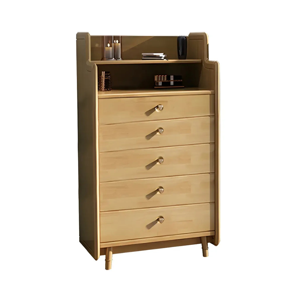 Commode basse et robuste en bois d'hévéa couleur noyer