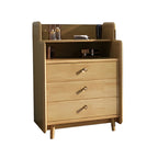 Commode basse et robuste en bois d'hévéa couleur noyer