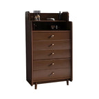 Commode basse et robuste en bois d'hévéa couleur noyer