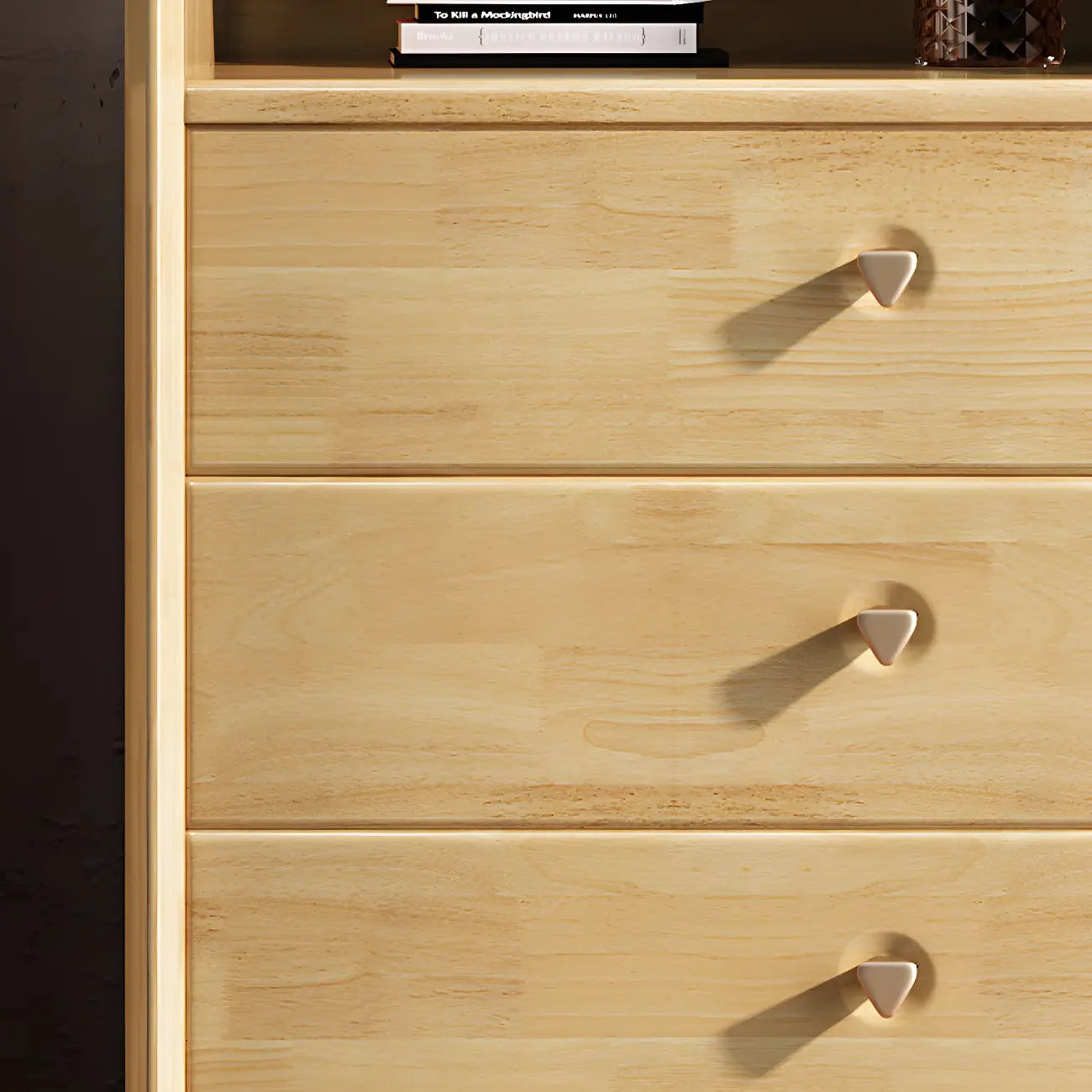 Commode basse et robuste en bois d'hévéa couleur noyer