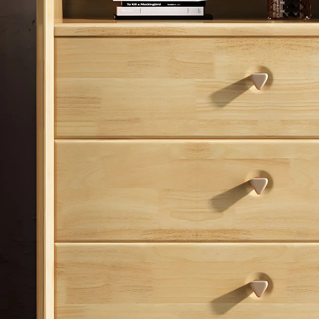 Commode basse et robuste en bois d'hévéa couleur noyer