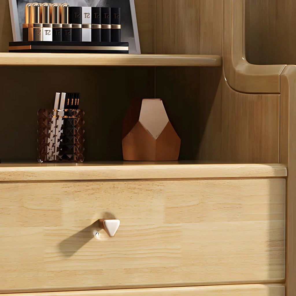 Commode basse et robuste en bois d'hévéa couleur noyer