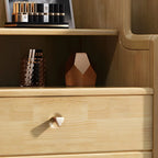Commode basse et robuste en bois d'hévéa couleur noyer