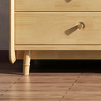 Commode basse et robuste en bois d'hévéa couleur noyer