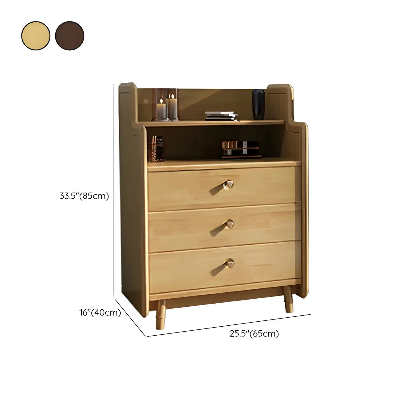 Commode basse et robuste en bois d'hévéa couleur noyer