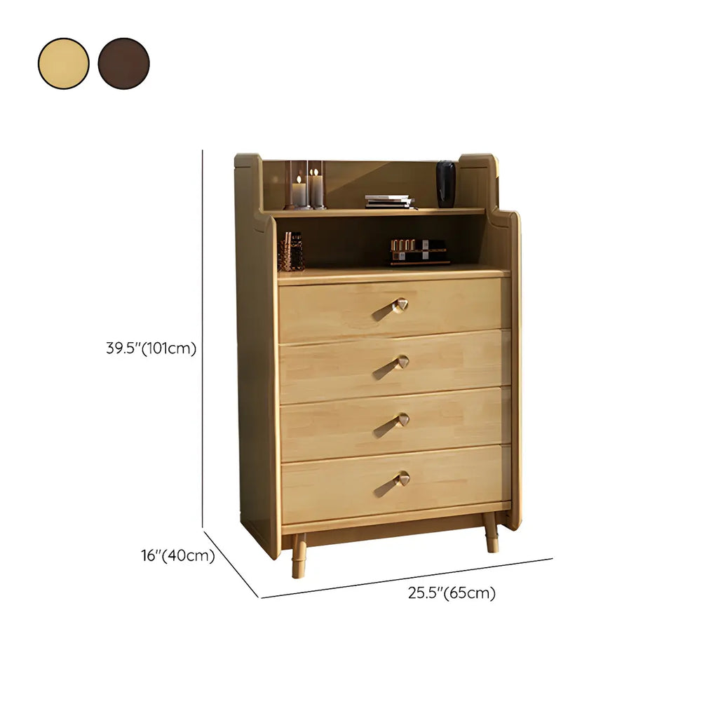 Commode basse et robuste en bois d'hévéa couleur noyer