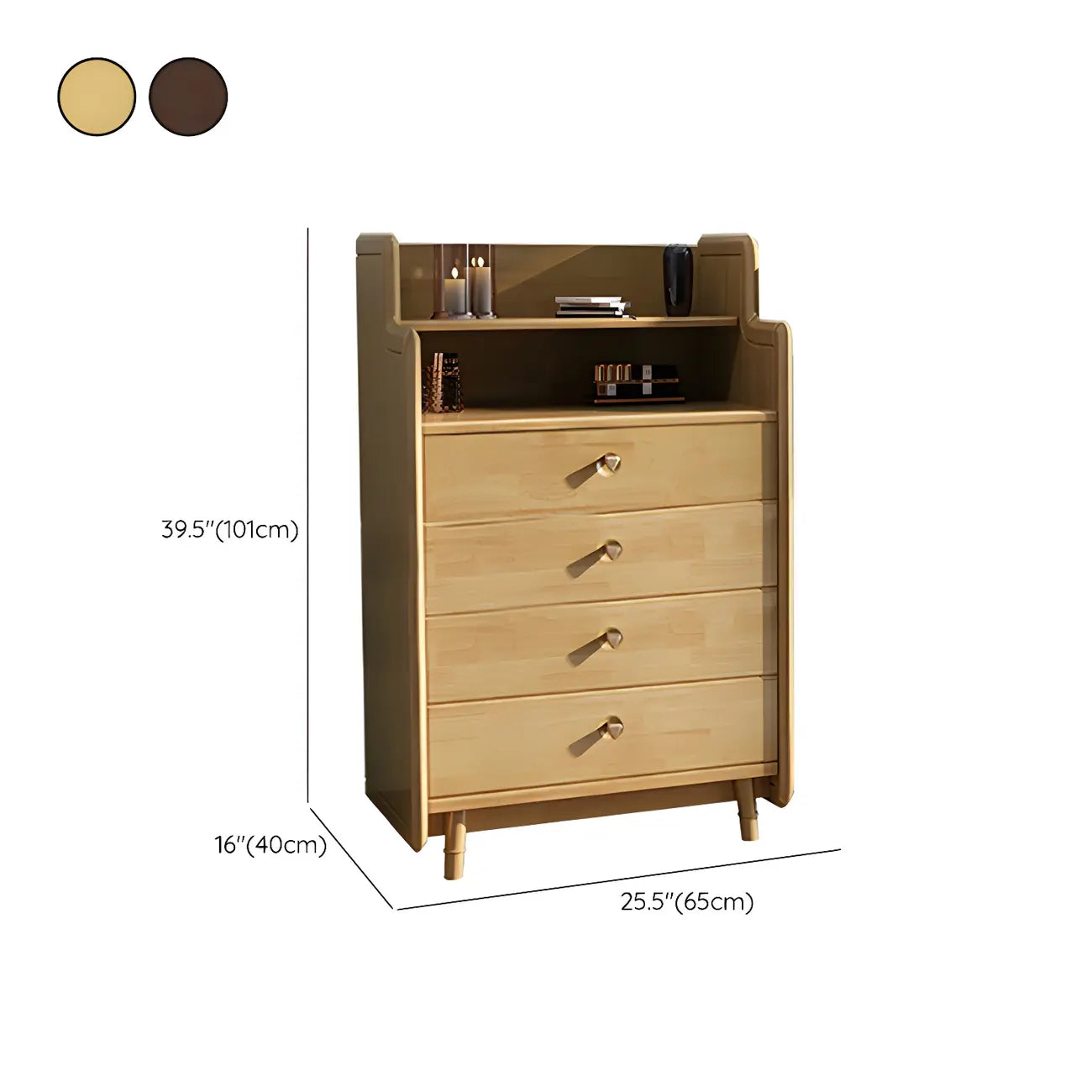 Commode basse et robuste en bois d'hévéa couleur noyer