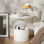 Petite table de chevet minimaliste ronde en métal avec plateau,
