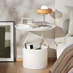 Petite table de chevet minimaliste ronde en métal avec plateau,