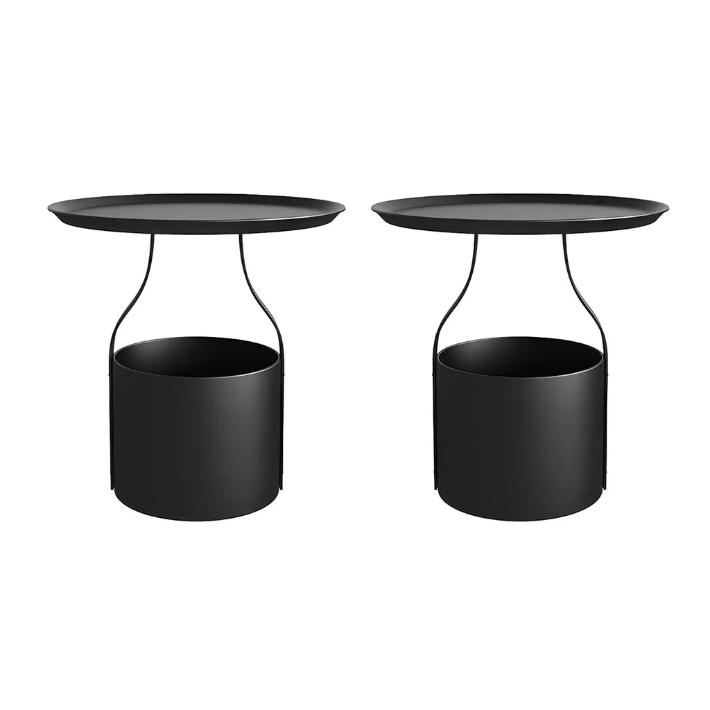 Petite table de chevet minimaliste ronde en métal avec plateau,