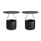 Petite table de chevet minimaliste ronde en métal avec plateau,