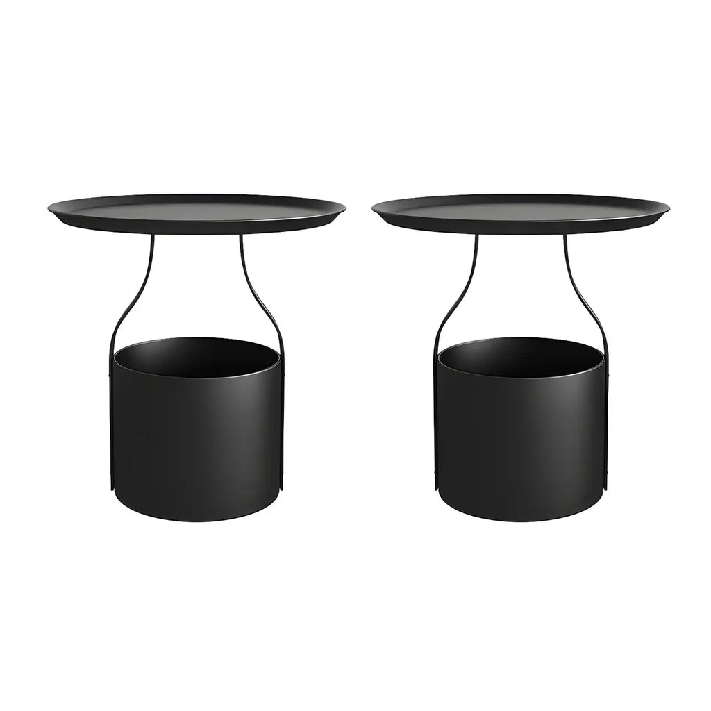 Petite table de chevet minimaliste ronde en métal avec plateau,