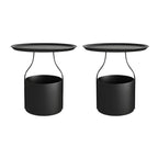 Petite table de chevet minimaliste ronde en métal avec plateau,