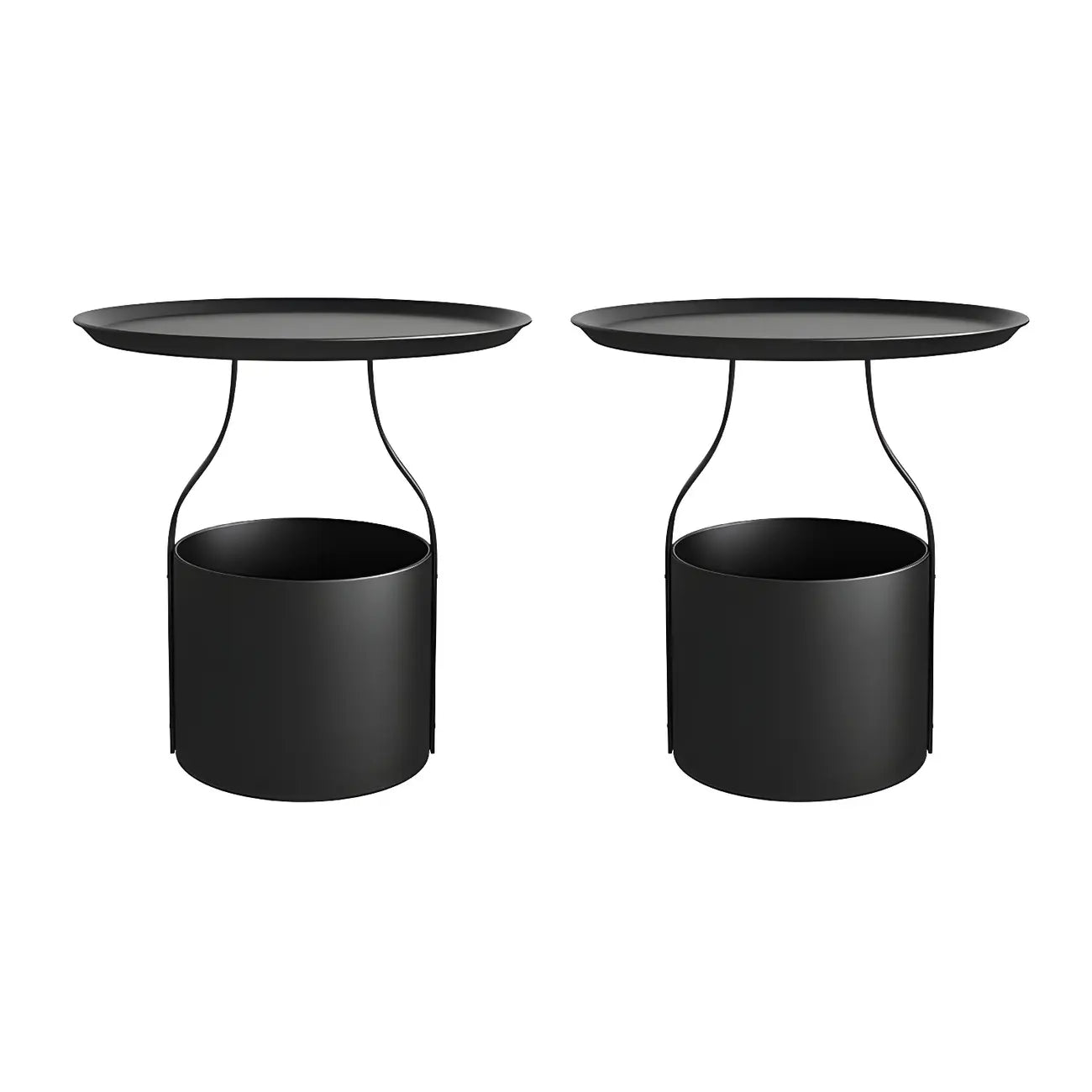 Petite table de chevet minimaliste ronde en métal avec plateau,